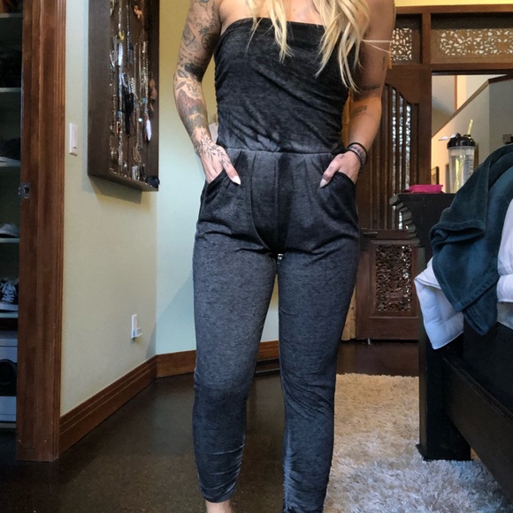 Heart & Hips Dresses & Skirts - Charcoal Grey Strapless Jumper